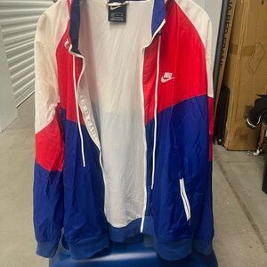 Nike Red and White Windbreaker Jacket